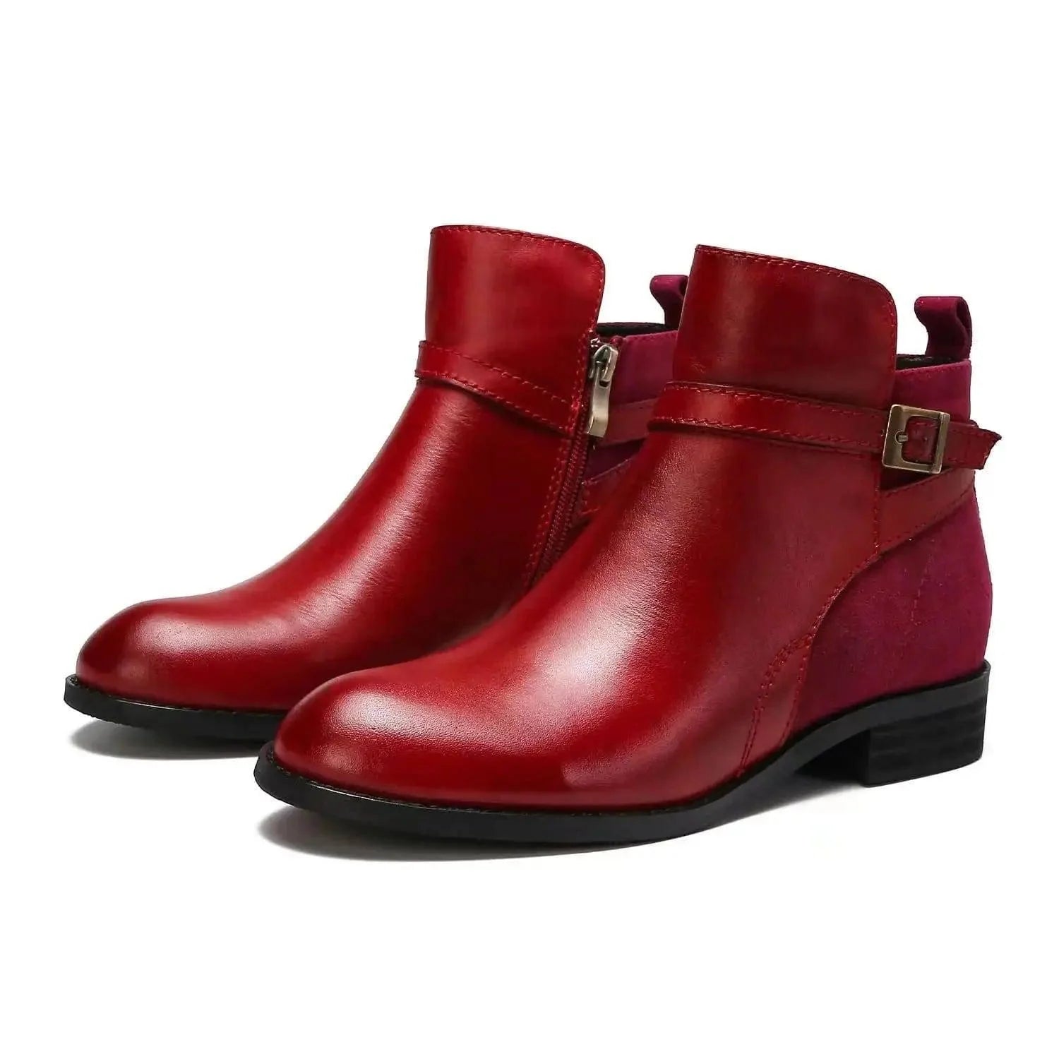 Low Heel Boot Women Buckle Shoes Fall Winter Waterproof-6