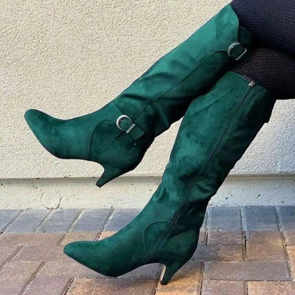Western Boots Winter Shoes Wide Calf Long Boots For Women-Navy-4