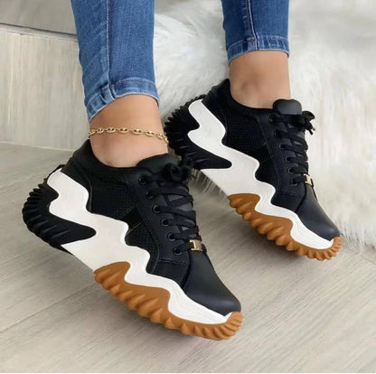 Women Shoes Lace-up Sports Sneakers-Off white-2